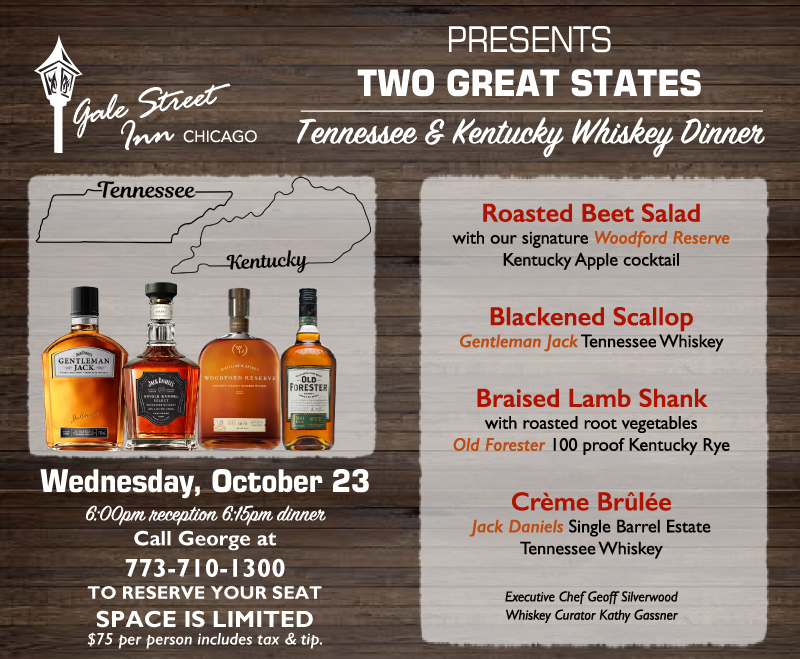 Two Great States Whiskey Dinner Details